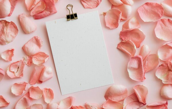 Blank Menu on a bed of Rose Petals
