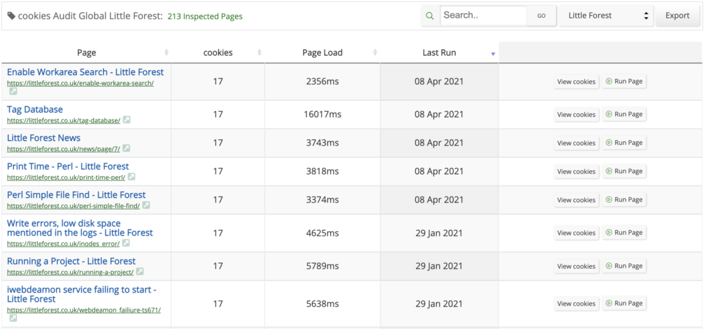 Cookie Audit Dashboard