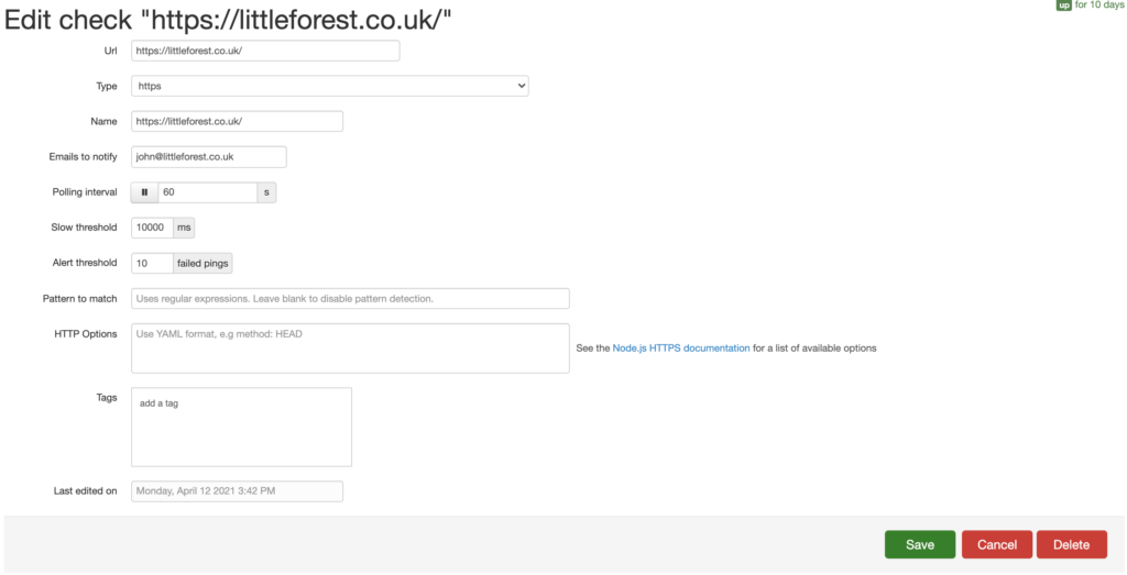 Creating an uptime check dashboard