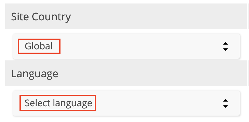 Select Site Country & Language Button